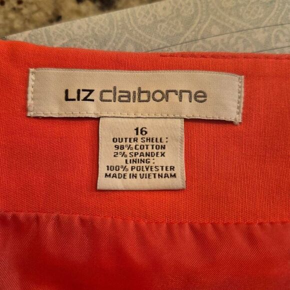 Liz Claiborne Women's Red Cotton/Spandex Lined Pencil Straight Skirt - Picture 7 of 9